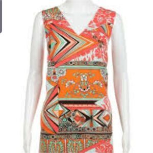 MSGM orange,white&green retro shift dress